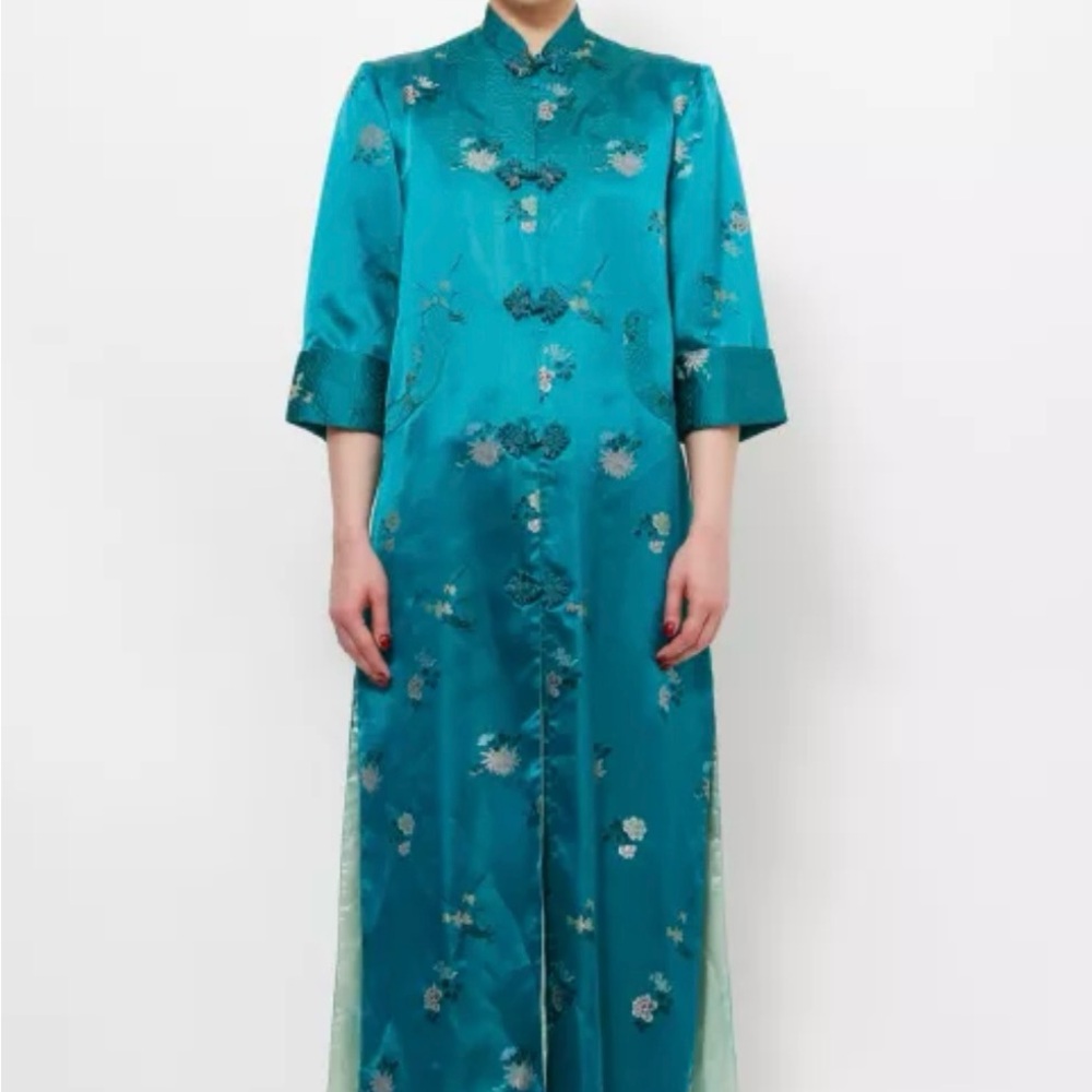 70s Authentic Chinoiserie Robe |
Authentic
 Teal Floral Long Dress